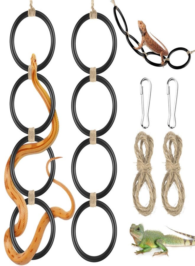 DBNESS 2PCS Snake Climbing Rings, Ball Python Enrichment Hoop Chain Toys, Adjustable Playground Reptiletank Cage Decor Accessories for Corn Snakes, Garter Snakes, Iguana, Lizards, Chameleons, Parrot - Image 1